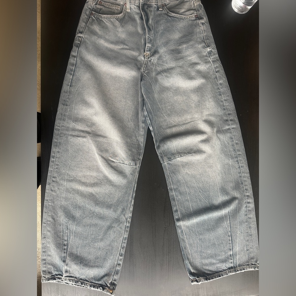 Zara Gray Denim Jeans balloon high waist